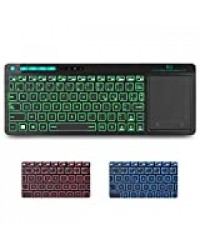 Rii (Nouvelle génération) K18+RGB Clavier sans Fil Français (AZERTY) Clavier de Bureau Clavier bureautique avec Souris Tactile de Grande Taille Intégrée Wireless, Batterie Li-ION Rechargeable