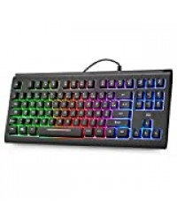 Rii RK104 Clavier Gamer Filaire rétroéclairage Clavier AZERTY de 2 Zones Compact de 87 Touches pour Ordinateur de Bureau pour PC Windows