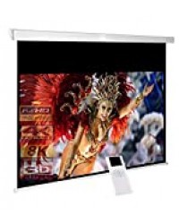 RolloLux Écran motorisé 300 x 169 cm - Format 16:9 / FULL-HD / 3D / 4K / 8K / Home Cinema / Facteur de gain 1,2 / pour Mur ou Plafond / Télécommande Incluse