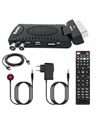 Romicta Décodeur TNT HD 2024 - DVB-T2 H.265 HEVC FTA Full HD PVR, USB, HDMI, SCART, Tuner TV numérique terrestre, récepteur numérique Haute définition Full HD 1080p, télécommande Universelle 2 en 1