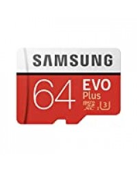 Samsung Carte mémoire microSDXC Pro Plus 64 Go UHS Classe de vitesse 3, classe 10 pour Action Cam, smartphone et tablette avec adaptateur SD (modèle 2017) EVO Plus 64 go rouge/blanc