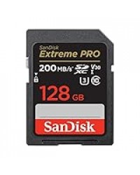 SanDisk 128 Go Extreme PRO carte SDXC + RescuePRO Deluxe, jusqu'à 200 Mo/s, UHS-I, Classe 10, U3, V30