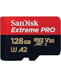 SanDisk 128 Go Extreme PRO microSDXC carte + adaptateur SD + RescuePro Deluxe jusqu'à 200 Mo/s avec des performances applicatives A2 UHS-I Class 10 U3 V30