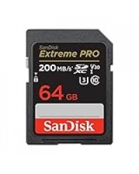 SanDisk 64 Go Extreme PRO carte SDXC + RescuePRO Deluxe, jusqu'à 200 Mo/s, UHS-I, Classe 10, U3, V30
