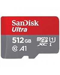 SanDisk Ultra microSDXC + adaptateur SD 512 Go (Pour Android Smartphone et Tablette, Video Full HDD, jusqu'à 150 Mo/s, UHS-I, La performance A1, V10,Class 10, U1)