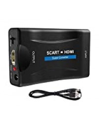 Scart Péritel vers HDMI Adaptateur, Câble Péritel vers HDMI Convertisseur Audio Vidéo Prise en Charge Sortie HDMI 720P / 1080P pour Moniteur HDTV Projecteur STB VHS Xbox PS3 Sky Lecteur DVD Blu-Ray