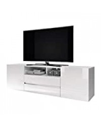 Selsey Bros - Meuble TV/Banc TV (137 cm, Blanc Mat/Blanc Brillant)