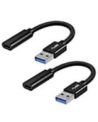 Sicotool USB C Female to USB Male Adapter Converter Cable [2 Pack] USB to USB Type C 3.1 Female 5Gbps/3A Fast Charging & Data Sync Compatible with Laptops, PC, Chargers, Power Banks