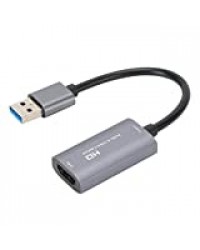 Socobeta Carte de Capture pour HDMI vers USB2.0 Carte de Capture vidéo Haute définition 4K 1080P pour Enregistrement Audio vidéo Gris