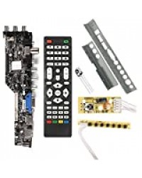 SODIAL Pilote de Contr？Leur de TéLéVision Universel NuméRique V56 V59 LED Carte de Pilote de TéLéVision LCD Dvb-T2 + 7 Interrupteur à Clé + Jeu IR + Lvds 3663