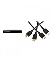 Sony DVP-SR760H Lecteur de DVD/Lecteur de CD, noir & AmazonBasics Lot de 2 câbles HDMI 2.0 haut débit Compatible Ethernet / 3D / retour audio [Nouvelles normes] 0,9 m