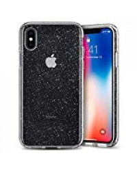 Spigen Coque iPhone X, Coque iPhone XS [Liquid Crystal Glitter] Souple, Paillettes Transparentes, Mince, Légère, Coque Compatible avec iPhone X/XS