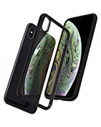 Spigen Coque iPhone XS, Coque iPhone X [Ultra Hybrid] Bumper Noir Souple, Dos Transparent Rigide, Protection - [Air Cushion] Antichoc, Coque Compatible avec iPhone X/XS - Noir