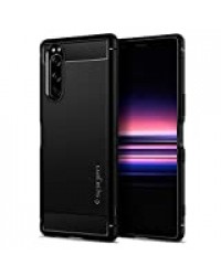 Spigen Coque Xperia 5 [Rugged Armor] Souple, Fibre de Carbone, Noir Mat, Antichoc, Anti-Rayure, Coque Compatible avec Sony Xperia 5 (2019) - Noir