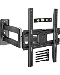 Support Murale TV Inclinable Pivot et Rotation - Mouvement Complet avec Bras Articulé VESA 400x400mm pour TV à écran Plat LCD LED de 26 à 55 Pouces jusqu'à 27 kg