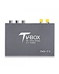 Suuonee TV Box, 1080P HD DVB-T2 Voiture Mobile Numérique TV Box Récepteur 2 Antennes Tuners Télécommande