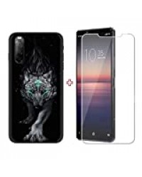 szjckj Coque pour Sony Xperia 10 II + HD Protecteur écran, Anti-Chute Verre Tempered Glass Film - Housse TPU Etui Silicone Cover Case Shell pour Sony Xperia 10 II (6,0") - LLM26