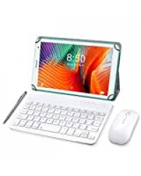 Tablette Tactile 8 Pouces, Tablette PC Android 10.0 Quad Core mémoire RAM de 3 Go RAM + 32 Go ROM Tablette avec Clavier, Certification Google GSM, Netflix, WiFi, Bluetooth -Vert