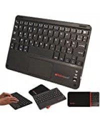 TECHGEAR Active Strike Pro Clavier AZERTY Bluetooth sans Fil avec Pavé Tactile Multifonctionnel Intégré pour Samsung Tab A7 10.4 2020, Tab A 10.1 2019, Tab A 2016-18, Tab A8 2019 (+Housse Clavier)