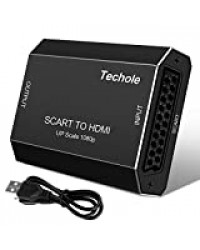 Techole Convertisseur Péritel vers HDMI Aluminium, Scart to HDMI Vidéo Audio Adapteur 1080P@60HZ avec Câble d’Alimentation USB pour VHS,STB,PS1/2/3,Blu-ray,TV BOX,Xbox,DVD,Game Cube,VCR,HDTV,Projector