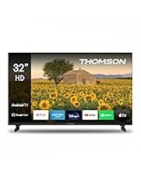 THOMSON 32 Pouces (80 cm) LED HD Téléviseur - Smart Android TV (DVB-C-S2-T2, Commande Vocale, Youtube, Prime Video) - 32HA2S13-2023