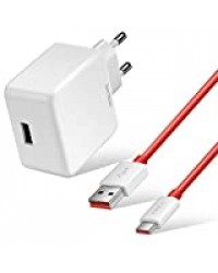 TITACUTE Dash Chargeur 5V 4A OnePlus avec câble de Charge Dash Charge 2 m USB C Adaptateur de Charge Rapide 20 W Compatible avec OnePlus 7 6T 6 5T 5 3T 3, VOOC pour Oppo Reno Z