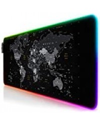 TITANWOLF - RGB Tapis de Souris Gaming XXL - LED Lumineuse Tapis de Souris Multicolore 11 Modes - 800 x 300mm - Surface antidérapante pour Les Joueurs de l’Ordinateur PC et du Mac - Noir