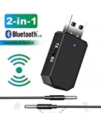 Tokenhigh Bluetooth Adaptateur,USB Bluetooth 5.0 Dongle Stick USB Adaptateur Audio avec câble Audio numérique de 3,5 mm pour PC TV Casque d'autoradio pour Maison