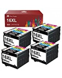 Toner Kingdom 16XL Cartouche d'encre Compatible pour Epson 16XL pour Epson Workforce WF-2510 WF-2630 WF-2650 WF-2660 WF-2750 WF-2760 WF-2520 WF-2530 WF-2540 WF2010(8 Noir, 4 Cyan, 4 Magenta, 4 Jaune)