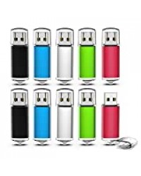 TOPESEL Clé USB 2Go, Lot de 10 Clés USB 2.0 Clef USB 2 Go Pas Cher USB Flash Drive Stockage Externe pour Musique Photo Vidéo Fonctionne avec Télévision Voiture, Cadeaux pour Étudiants Enfants (Noir)