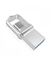 TOPESEL Clé USB 3.0 64 Go Type C Clef USB 2 en 1 OTG Pendrive Antichoc Mini Mémoire de Stockage Compatible avec Ordinateurs et Huawei Xiaomi Oneplus Android Appareils (Argent)