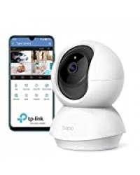 TP-Link Caméra Surveillance WiFi, Tapo camera ip 1080P sans Fil avec Vision Nocturne Détection de Mouvement, Alarme de Sécurité mode, Caméra Bébé avec Audio Bidirectionnel Pan/Tilt (Tapo C100)