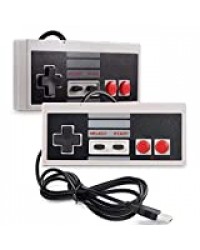 TRIXES Lot de 2 contrôleurs NES - Claviers numériques USB de Jeu rétro pour Ordinateur PC, Mac, Raspberry Pi, Wii U