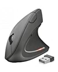 Trust Verto Souris sans Fil, USB, Verticale, Ergonomique, 800/1200/1600 DPI, 4 Boutons, LED, Prévention Syndrome de la Souris et Epicondylite, pour Droitier - Noir