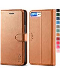 TUCCH Coque iPhone 8 Plus, Etui iPhone 8 Plus, Housse TPU Cuir Portefeuille Fentes pour Cartes Support Horizontal Protection Optimale et Fermoir Magnétique pour iPhone 8 Plus/iPhone 7 Plus - Brun