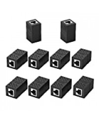 UGREEN Lot de 10 Connecteur RJ45 Ethernet Coupleur Réseau Cat 7 6 5 Femelle à Femelle 8P8C, Noir