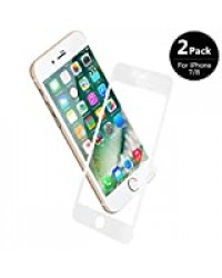 V VONTOX Verre Trempé Compatible avec iPhone 7/8, [2 Pièces] 3D Film de Protection pour écran (Blanc),sans Bulles d'air, Traitement Anti-éclats et oléophobe, approprié pour iPhone 7/8