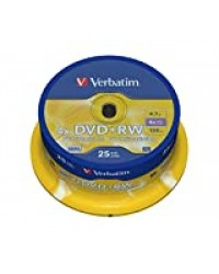 Verbatim 43489 4.7GB 4x Matt Silver DVD+RW - 25 Pack Spindle