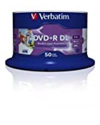 Verbatim 43703 Lot de 50 DVD+R 8x Double couche Imprimable