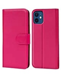 Verco Coque pour iPhone 12 Mini, Housse Portefeuille pour Apple iPhone 12 Mini Etui en Cuir Synthétique Fonction Stand Case (5.4 inch), Rose