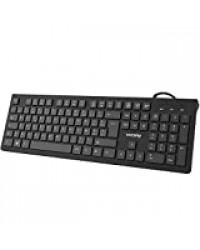 VicTsing Clavier Filaire AZERTY de Membrane Clavier Chiclet USB Français 105 Touches Wired Keyboard Résistant aux Déversements pour Windows 10/8/7/98/XP/Vista, Mac, Linux, etc