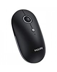 VictSing Souris sans Fil Portable Optique, Mini Souris Mince Silencieuse 2.4G avec Récepteur USB Nano, 5 DPI Réglables pour Ordinateur Portable, PC, MacBook, Voyage, Bureau - Gris Mixte Noir