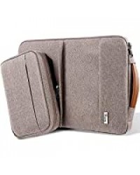 Voova Housse Sacoche Ordinateur 14-15.6 Pouce, Pochette étanche pour Portable avec Poche pour Accessoires Détachable Compatible avec MacBook Pro/Surface Book 2 15 /Chromebook-Gris foncé