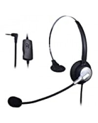 Wantek Mono Call Center Téléphone Casque avec 2,5mm Casque Jack + Micro + Volume Muet Contrôle pour Cisco Linksys SPA SPA921 SPA922 SPA941 303 501G 502G 504G 508G 509G 525G IP Téléphone(H110S01J25)