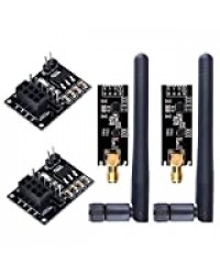 WayinTop NRF24L01+PA+LNA Module Emetteur Récepteur sans Fil RF avec SMA Antenne 2.4 GHz 1100m + 2pcs Module sans Fil avec Adaptateur Breakout 3.3V Régulateur à Bord