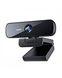 Webcam AUKEY 1080p, Caméra D'ordinateur USB Full HD avec Microphones Stéréo et Plage Dynamique Élevée pour Les Appels Vidéo et L'enregistrement sur PC/Ordinateur Portable