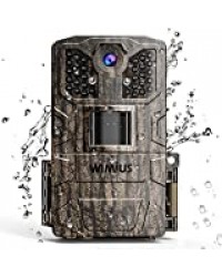 WiMiUS H6 Caméra de Chasse, 16MP 1080P HD Caméra de Faune 32 Capteurs Infrarouges LED de 940nm Vision Nocturne avec 2.0'' LCD de Mouvement Thermique Étanche IP66 et Vitesse Caméra de Jeu de