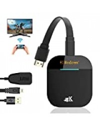 Wireless HDMI Display Dongle 4K HDR, 2.4G/5G WiFi Vidéo Récepteur Adaptateur 1080P Streaming pour Android/iOS/Window/Mac OS vers Téléviseur HD/Moniteur/Projecteur, Supporte Miracast Airplay DLNA