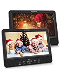 WONNIE 2020 Lecteur DVD Portable Voiture 2 Ecrans Enfants Vidéo avec Appuie-tête de 10,5 Pouces Compatible USB SD MMC 5 Heures pour Un Long Voyage(Deux Lecteur DVD)