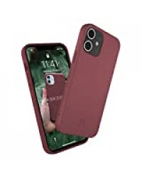 Woodcessories - Coque Compatible avec Coque iPhone 12 Mini Rouge, biodégradable, fabriqué des Plantes - Zéro déchet